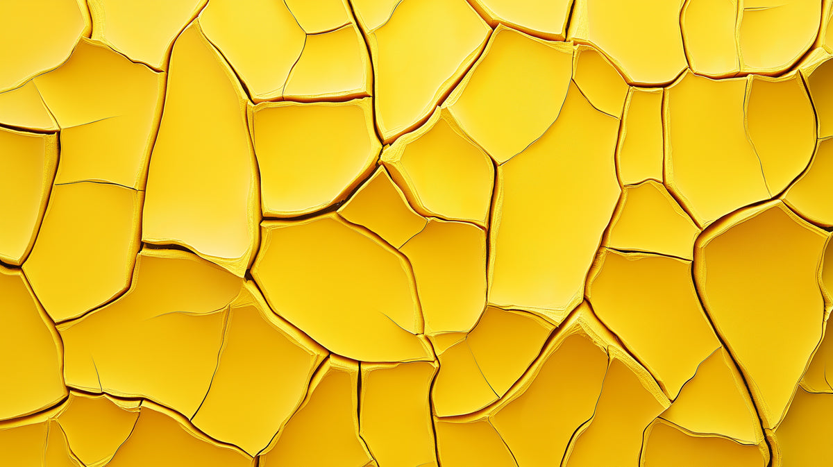 Yellow Cracked Mural Wallpaper in Living Room | Yellow Crack