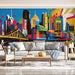 Colorful Cityscape Mural Wallpaper in Office | Various Colors (Blue, Red, Yellow, etc.) of City