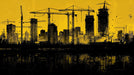 Yellow and Black Construction Site Mural Wallpaper in Office | Yellow and Black Construction in the City