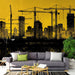Yellow and Black Construction Site Mural Wallpaper in Office | Yellow and Black Construction in the City