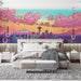 Colorful Cloudy Cityscape Mural Wallpaper in Office | Various Colors (Green, Orange, etc.) of City