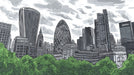 Black and White London Cityscape Mural Wallpaper in Office | Black and White London Cityscape