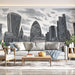 Black and White London Cityscape Mural Wallpaper in Office | Black and White London Cityscape