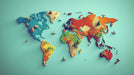 3D World Map Mural Wallpaper in Office | Various Colors (Blue, Orange, etc.) of World Map