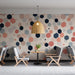 Hexagonal Pattern Mural Wallpaper in Cafe | Various Pastel Colors of Hexagonal Patterns