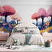 Pink and Blue Forest Mural Wallpaper in Bedroom | Various Colors (Pink, Blue, Yellow, etc.) of Forest