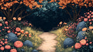 Dark Forest and Mushroom Mural Wallpaper in Bedroom | Various Colors (Orange, Pink, Blue, etc.) of Dark Forest and Mushroom