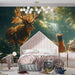 Deer and Girl in Forest Mural Wallpaper in Bedroom | Various Colors (Green, Brown, etc.) of Deer and Girl