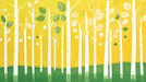 Abstract Yellow and Green Tree Mural Wallpaper in Living Room | Yellow, Green Trees