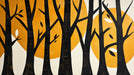 Black and Yellow Tree Mural Wallpaper in Living Room | Black, Yellow Trees