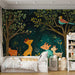 Forest and Animals Mural Wallpaper in Nursery | Various Colors (Green, Brown, etc.) of Forest and Animals