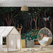 Forest with Animals Mural Wallpaper in Bedroom | Various Colors (Green, Blue, etc.) of Forest with Animals