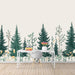 Simple Pine Tree Mural Wallpaper in Study Room | Green, White Pine Trees