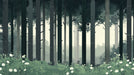 Simple Pine Tree Mural Wallpaper in Study Room | Green, White Pine Trees