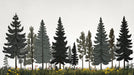 Pine Tree Mural Wallpaper in Dining Room | Various Shades of Green of Pine Trees