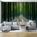 Snowy Forest Mural Wallpaper in Study Room | Green, Blue Snowy Forest