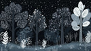Black and White Starry Forest Mural Wallpaper in Study room | Black, White Starry Forest