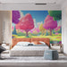 Colorful Cartoon Forest Mural Wallpaper in Bedroom | Various Colors (Pink, Purple, Green, etc.) of Cartoon Forest 