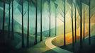 Abstract Green Forest Mural Wallpaper in Living Room | Green, Yellow Forest