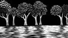 Black and White Tree Mural Wallpaper in Dining Room | Black, White Trees