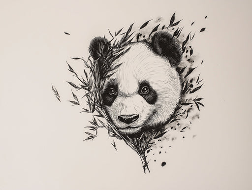 Panda and Bamboo| Black and White Panda and Bamboo