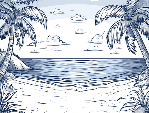 Blue and White Beach| Blue, White Black and  Beach