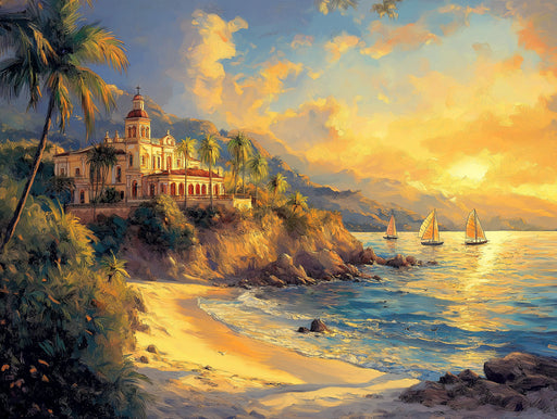 Beach with Castel| Various Colors (Yellow, Blue, etc.) of Beach with Castel