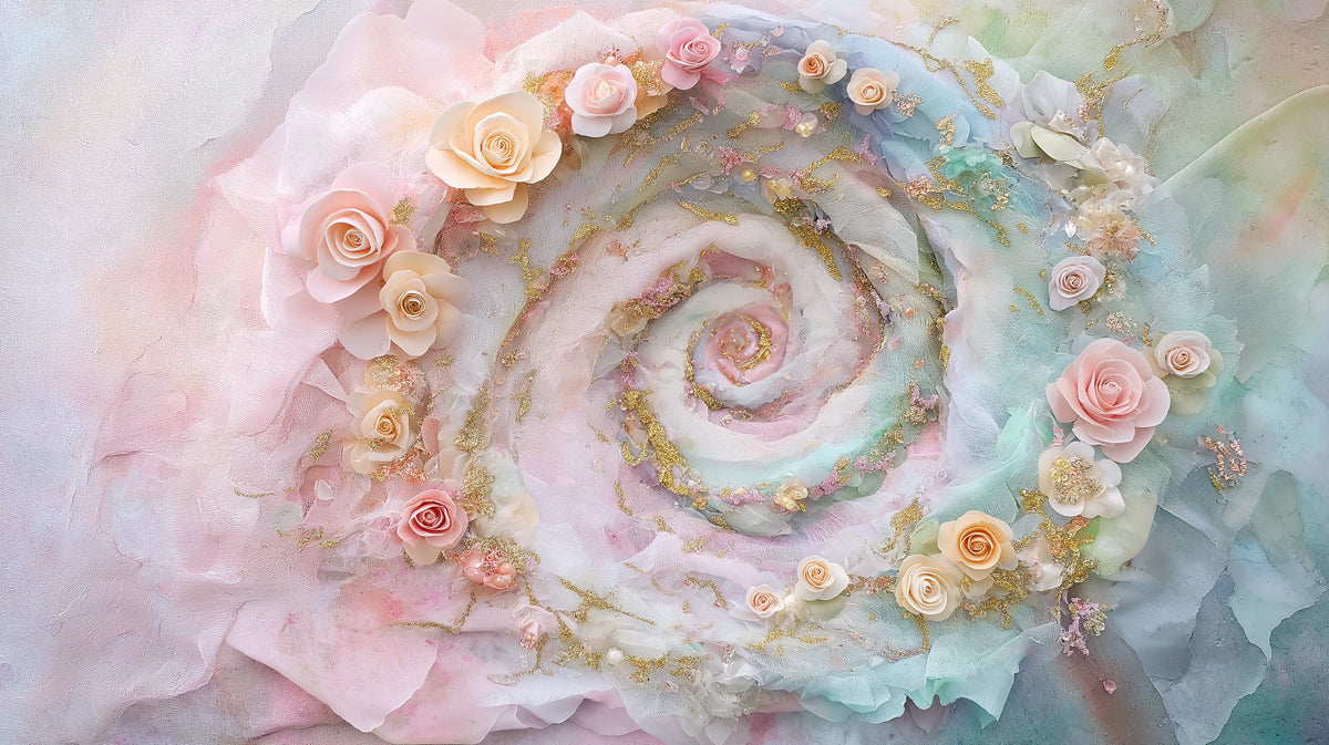 Romantic Floral Swirl Mural Wallpaper | Various Colors (Pink, Blue, etc.) of Floral Swirls