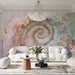 Romantic Floral Swirl Mural Wallpaper | Various Colors (Pink, Blue, etc.) of Floral Swirls