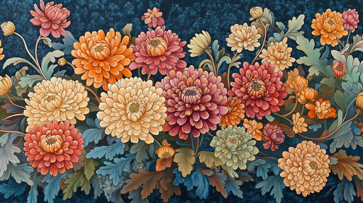 Blue and Pink Floral Mural Wallpaper | Various Colors (Blue, Pink, etc.) of Romantic Flowers