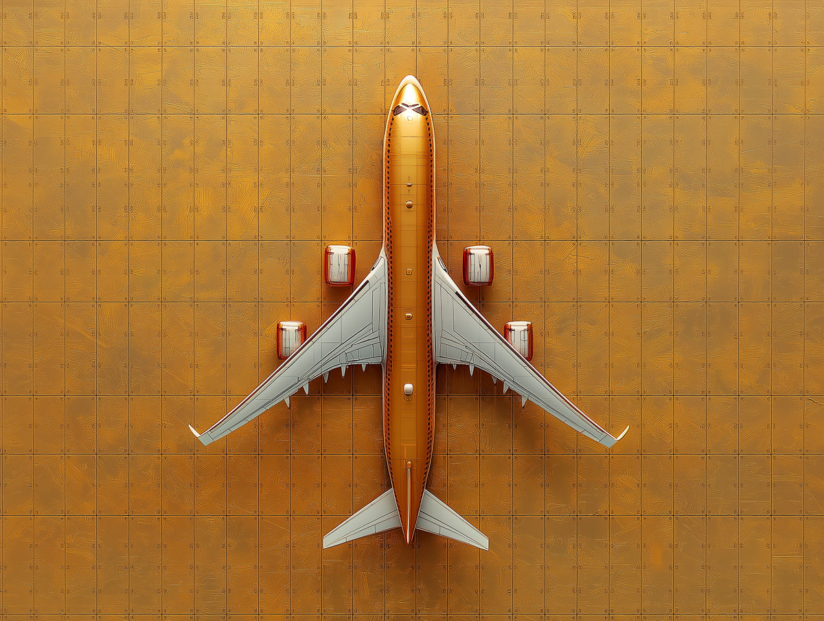 Golden Airplane Mural Wallpaper in Office | Various Colors (Gold, Brown, etc.) of Golden Airplane 