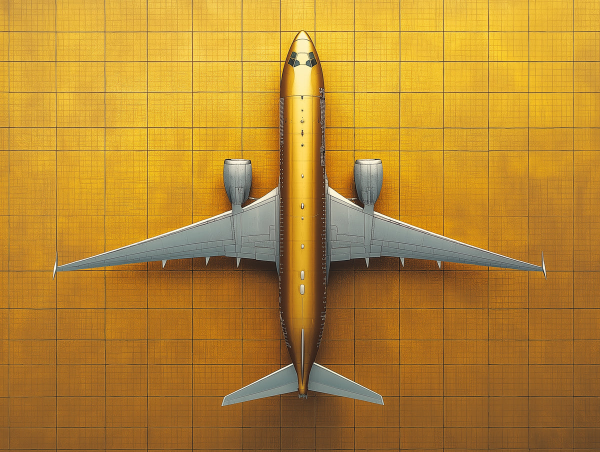 Golden Airplane Mural Wallpaper in Office | Various Colors (Gold, Brown, etc.) of Golden Airplane 