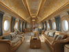 Luxury Airplane Interior Mural Wallpaper in Living Room | Various Colors (Gold, White, etc.) of Airplane Interior