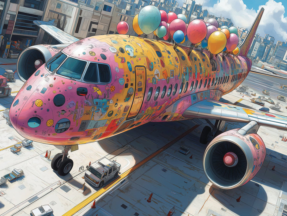 Decorated Airplane Mural Wallpaper in Bedroom | Various Colors (Pink, Blue, etc.) of Airplane