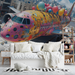Decorated Airplane Mural Wallpaper in Bedroom | Various Colors (Pink, Blue, etc.) of Airplane