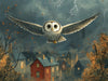 Realistic Owl in Flight Mural Wallpaper in Bedroom | Various Colors (Brown, Gray, etc.) of Owl