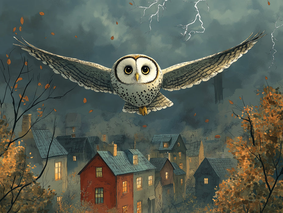 Realistic Owl in Flight Mural Wallpaper in Bedroom | Various Colors (Brown, Gray, etc.) of Owl