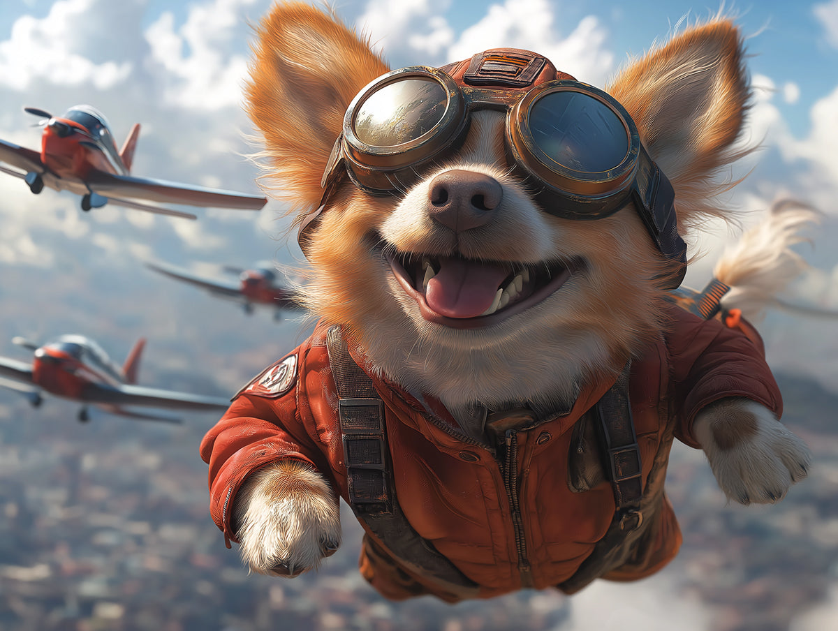 Chihuahua Pilot Mural Wallpaper in Bedroom | Various Colors (Brown, Pink, etc.) of Chihuahua Pilot