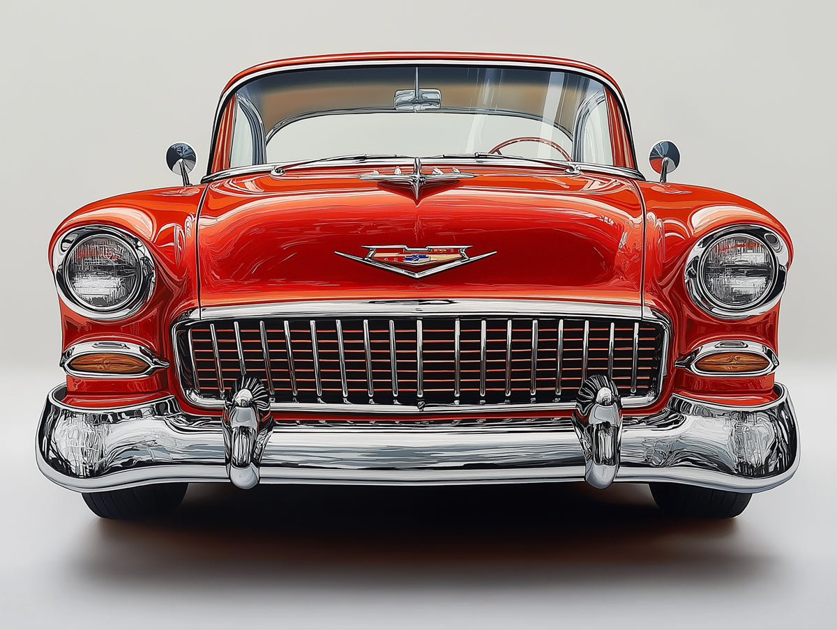 Classic Red Car Mural Wallpaper in Living Room | Various Colors (Red, Black, etc.) of Classic Red Car