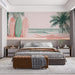 Surfboard and Palm Mural Wallpaper | Pink, Green, Blue - Green