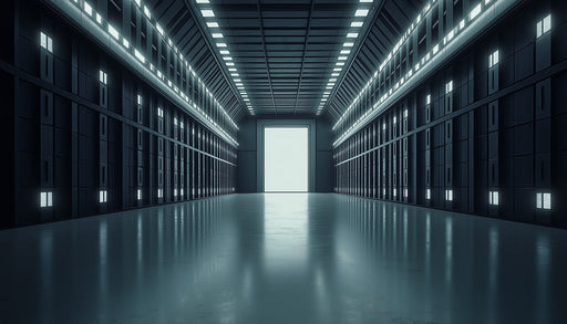 Futuristic Corridor Mural Wallpaper | Black, Gray, Blue - Green