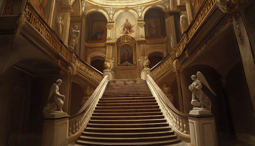 Baroque Staircase Mural Wallpaper | Brown, Gold, Cream