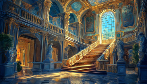 Baroque Staircase Mural Wallpaper | Brown, Gold, Cream