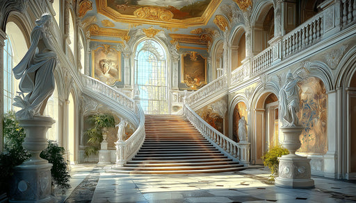 Baroque Staircase Mural Wallpaper | Brown, Gold, Cream