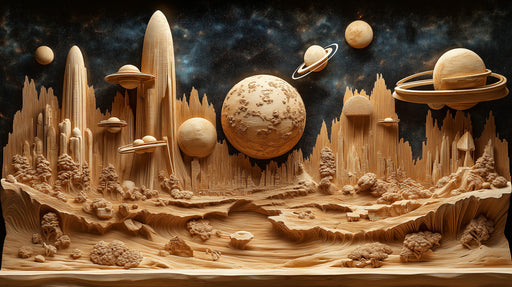 Sandy Planet Settlement Mural Wallpaper | Beige, Brown, Black