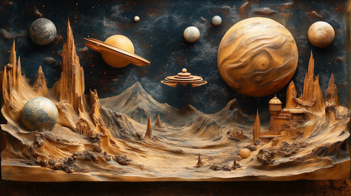 Sandy Planet Settlement Mural Wallpaper | Beige, Brown, Black
