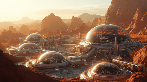 Desert Planet Outpost Mural Wallpaper | Orange, Brown, Gray