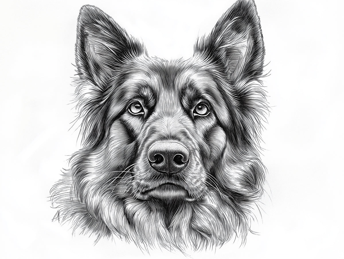 German Shepherd Mural Wallpaper | Black - and - White with Minimalist Background