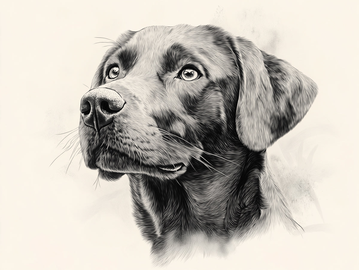 Labrador Retriever Mural Wallpaper | Black - and - White with Neutral Background