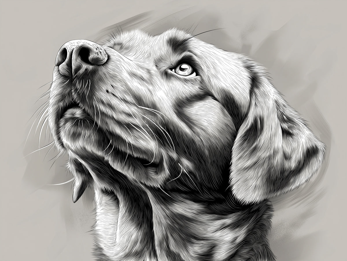 Labrador Retriever Mural Wallpaper | Monochromatic with Close - up Detail
